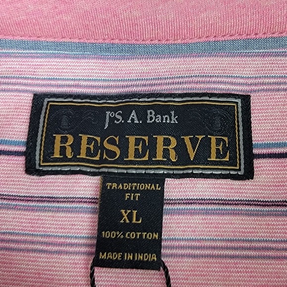Jos. A. Bank Reserve NEW Mens XL Pink Striped Traditional Fit Cotton Polo Shirt - Picture 4 of 10